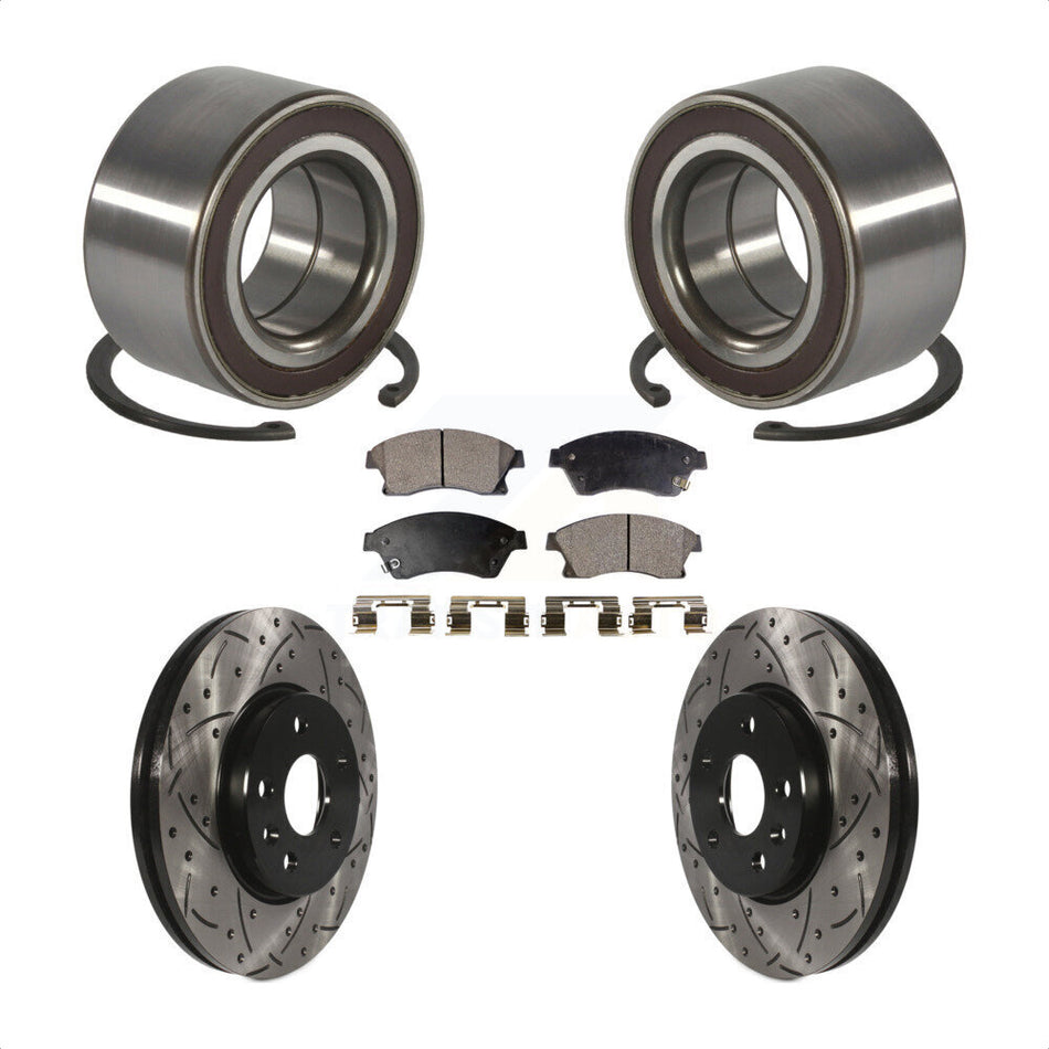 Front Wheel Bearing With Coated Drilled Slotted Disc Brake Rotors And Semi-Metallic Pads Kit For Chevrolet Sonic KBB-101071