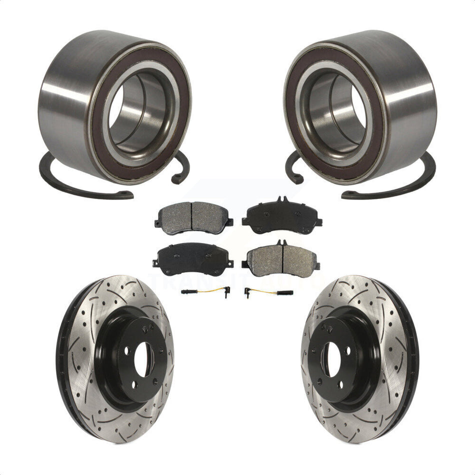 Front Wheel Bearing With Coated Drilled Slotted Disc Brake Rotors And Semi-Metallic Pads Kit For Mercedes-Benz GLK350 GLK250 KBB-101132