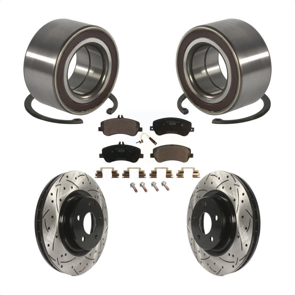 Front Wheel Bearing With Coated Drilled Slotted Disc Brake Rotors And Ceramic Pads Kit For Mercedes-Benz GLK350 GLK250 KBB-101225