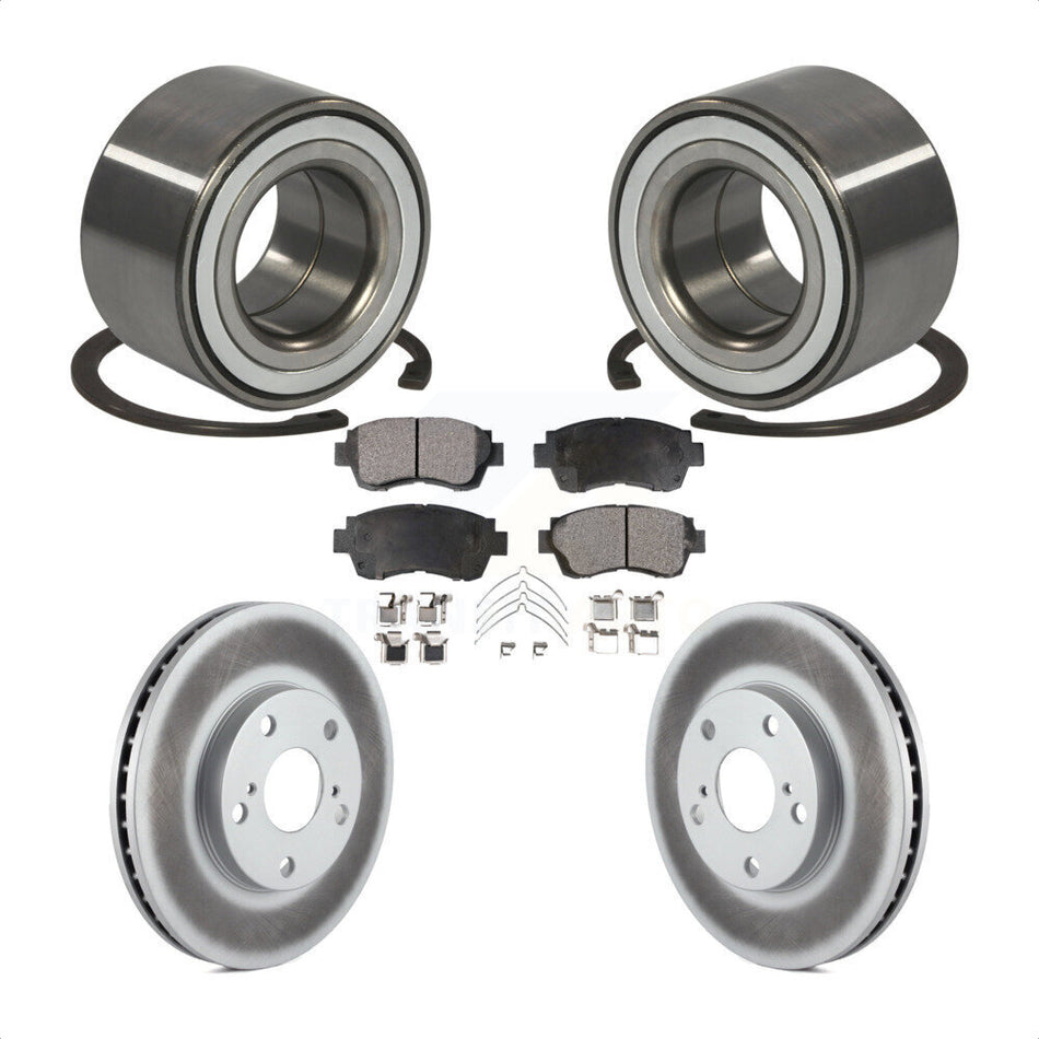 Front Wheel Bearing With Coated Disc Brake Rotors And Semi-Metallic Pads Kit For Toyota Camry Sienna Avalon Lexus ES300 KBB-101256