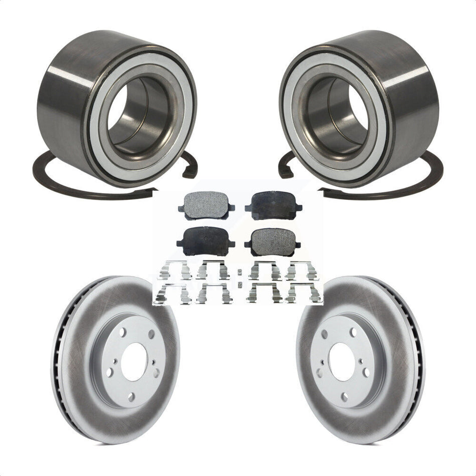 Front Wheel Bearing With Coated Disc Brake Rotors And Semi-Metallic Pads Kit For Toyota Camry Avalon Lexus ES300 Solara KBB-101257