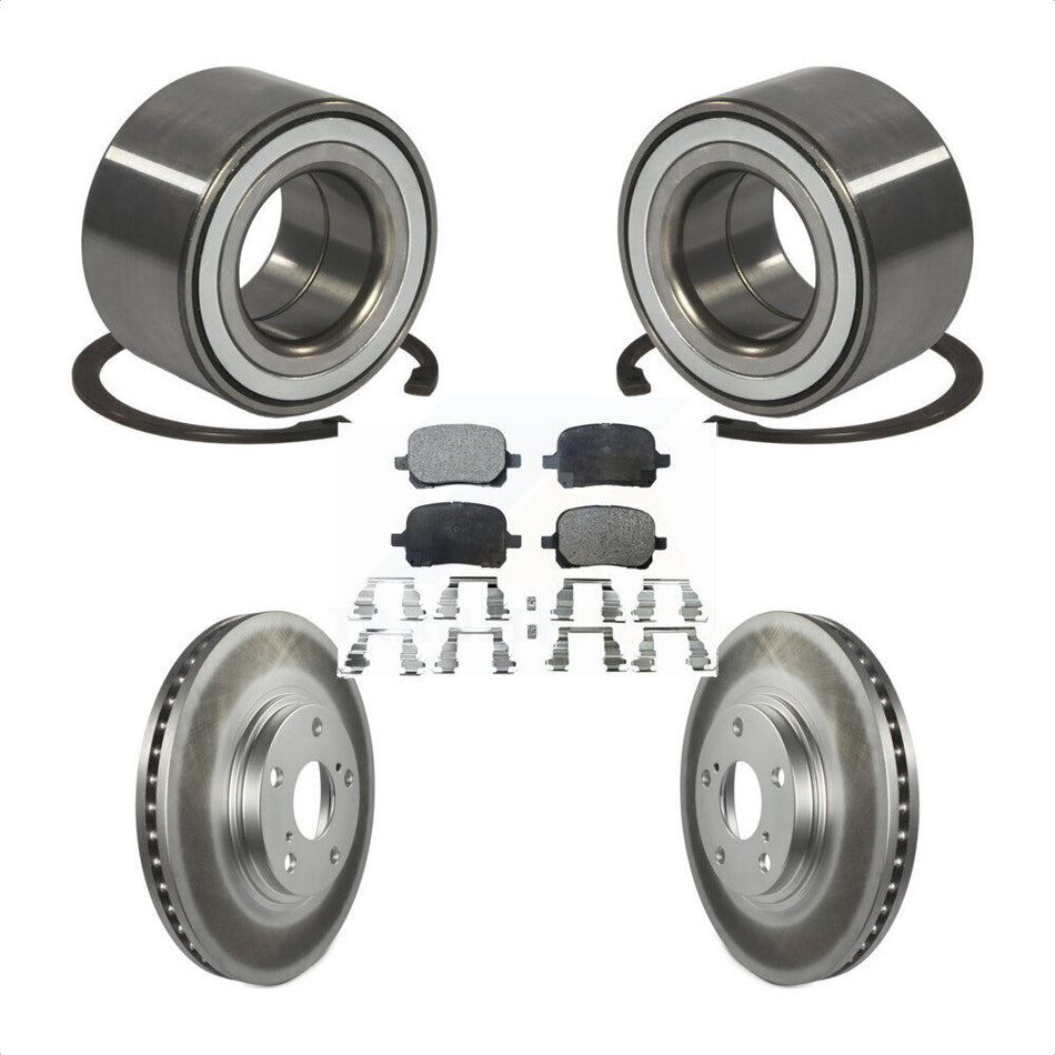 Front Wheel Bearing With Coated Disc Brake Rotors And Semi-Metallic Pads Kit For 1999-2001 Lexus RX300 KBB-101259