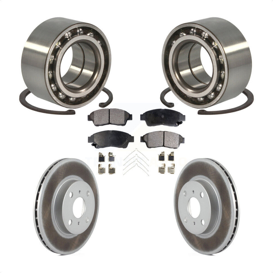 Front Wheel Bearing With Coated Disc Brake Rotors And Semi-Metallic Pads Kit For 1993-1997 Toyota Corolla Geo Prizm KBB-101264
