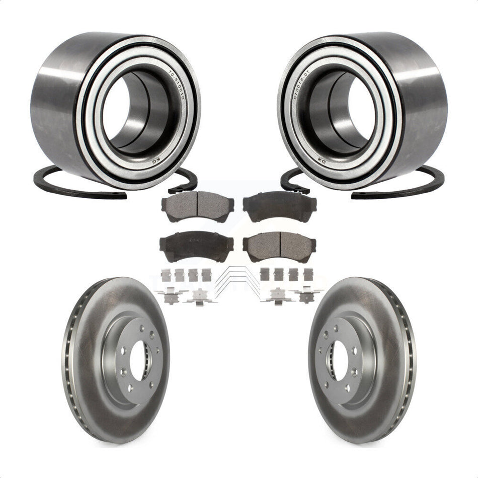 Front Wheel Bearing With Coated Disc Brake Rotors And Semi-Metallic Pads Kit For Ford Fusion Lincoln MKZ Mercury Milan Mazda 6 Zephyr KBB-101266