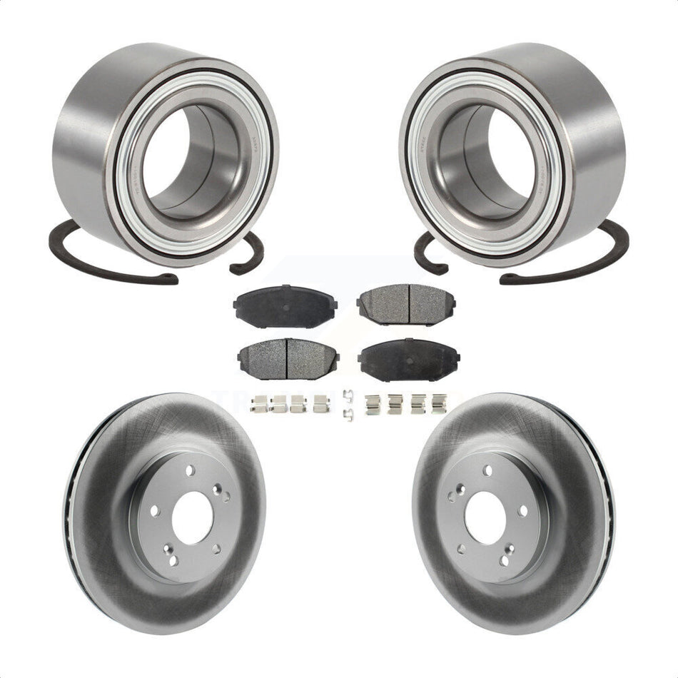 Front Wheel Bearing With Coated Disc Brake Rotors And Semi-Metallic Pads Kit For 2001-2002 Acura MDX KBB-101271