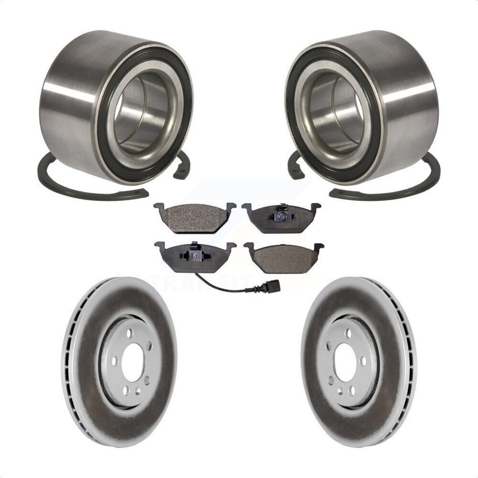 Front Wheel Bearing With Coated Disc Brake Rotors And Semi-Metallic Pads Kit For 2000-2001 Volkswagen Golf 2.0L 288mm Diameter Rotor KBB-101277
