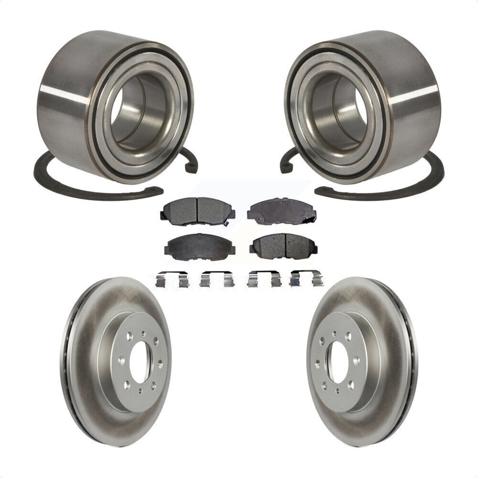 Front Wheel Bearing With Coated Disc Brake Rotors And Semi-Metallic Pads Kit For Honda Civic Acura EL KBB-101280