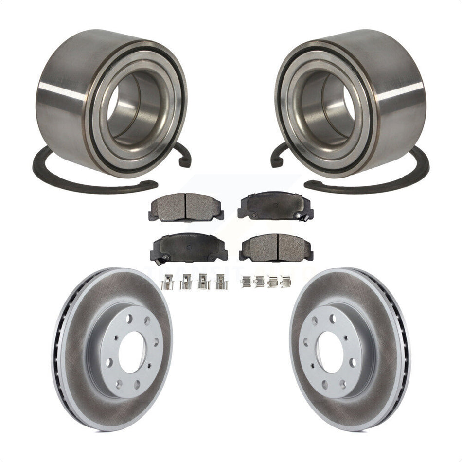 Front Wheel Bearing With Coated Disc Brake Rotors And Semi-Metallic Pads Kit For Honda Civic del Sol KBB-101282