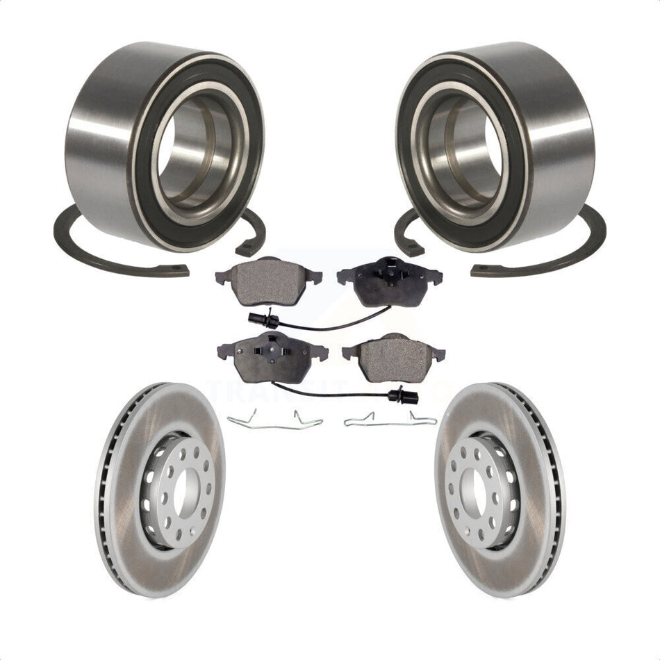 Front Wheel Bearing With Coated Disc Brake Rotors And Semi-Metallic Pads Kit For Volkswagen Passat Audi A4 Quattro KBB-101285