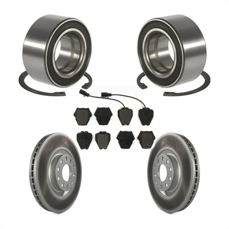 Front Wheel Bearing With Coated Disc Brake Rotors And Semi-Metallic Pads Kit For 2000-2001 Audi A4 Quattro S4 KBB-101287