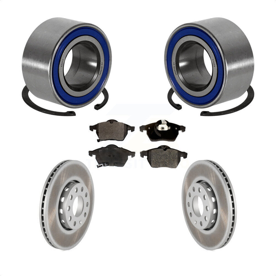 Front Wheel Bearing With Coated Disc Brake Rotors And Semi-Metallic Pads Kit For Volkswagen Passat Audi A4 KBB-101288