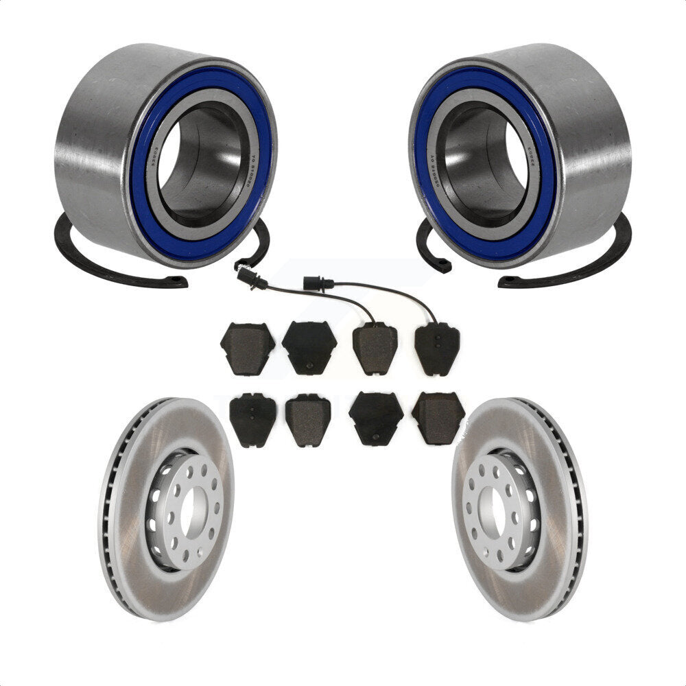 Front Wheel Bearing Coated Disc Brake Rotors And Pads Kit For 2002 Volkswagen Passat 1.8L KBB-101290