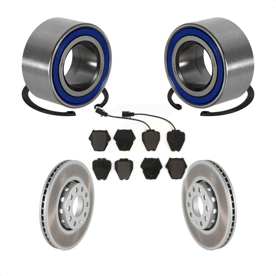 Front Wheel Bearing Coated Disc Brake Rotors And Pads Kit For 2002 Volkswagen Passat 1.8L KBB-101290