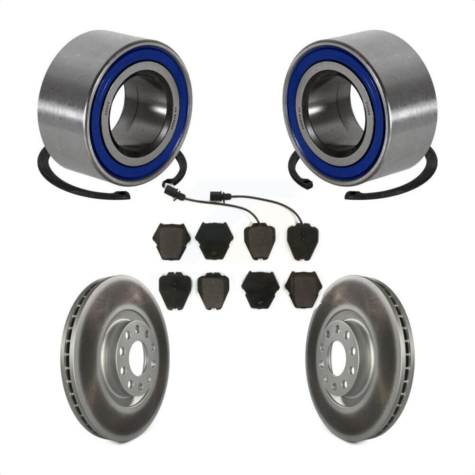 Front Wheel Bearing With Coated Disc Brake Rotors And Semi-Metallic Pads Kit For 2000-2001 Audi A4 Quattro 320mm Diameter Rotor Turbocharged KBB-101291
