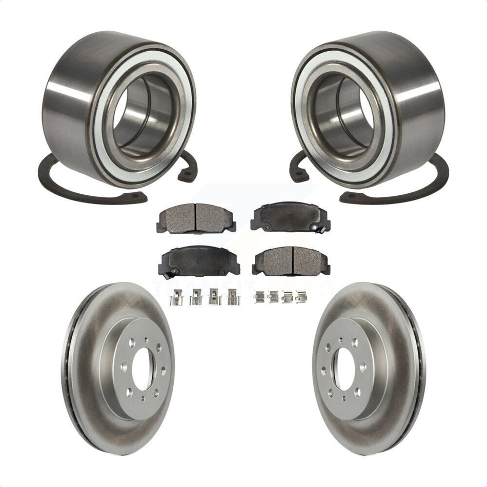 Front Wheel Bearing With Coated Disc Brake Rotors And Semi-Metallic Pads Kit For 1997 Honda Civic LX with 4-Wheel ABS KBB-101293