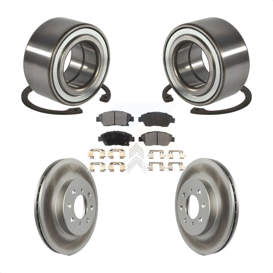Front Wheel Bearing With Coated Disc Brake Rotors And Semi-Metallic Pads Kit For Honda Civic del Sol KBB-101296