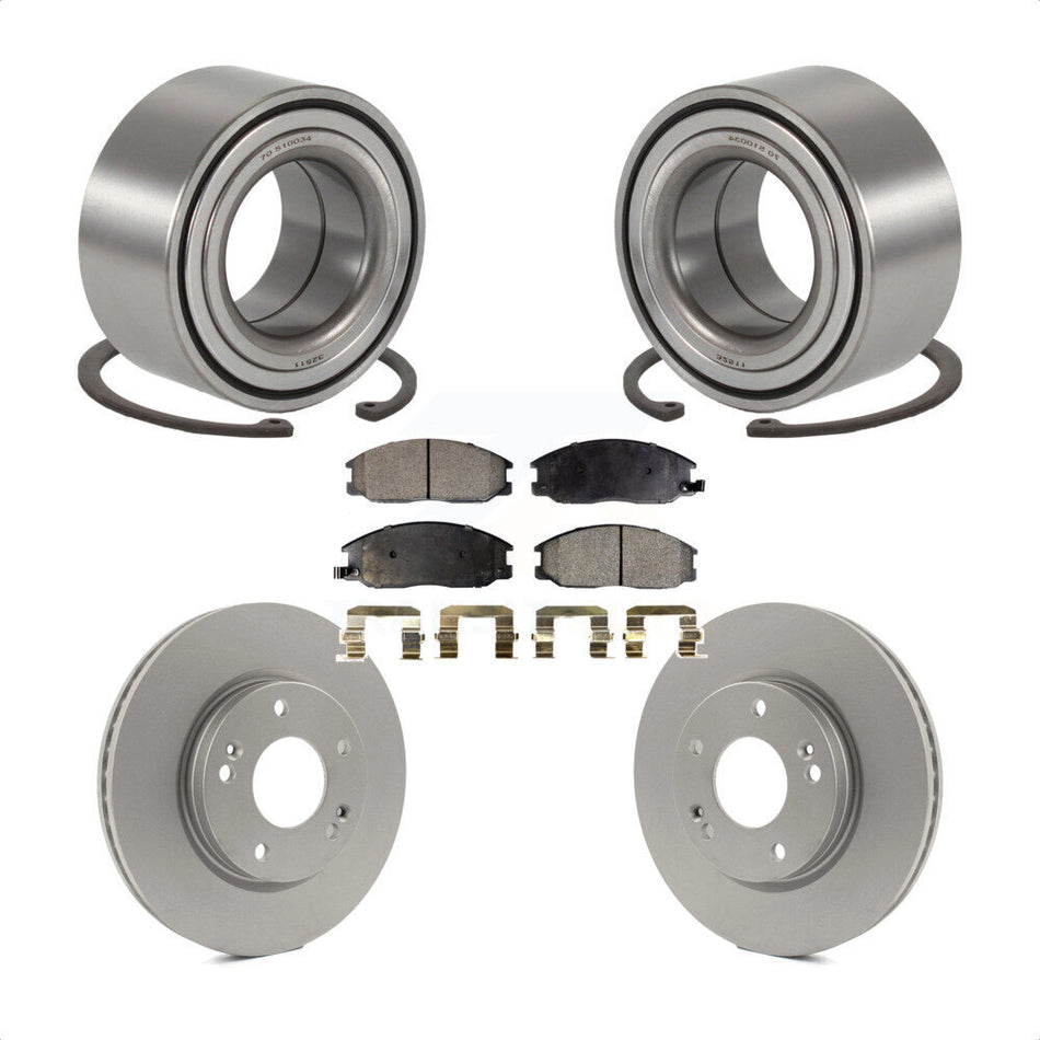 Front Wheel Bearing With Coated Disc Brake Rotors And Semi-Metallic Pads Kit For 2001-2006 Hyundai Santa Fe 276mm Diameter Rotor KBB-101303