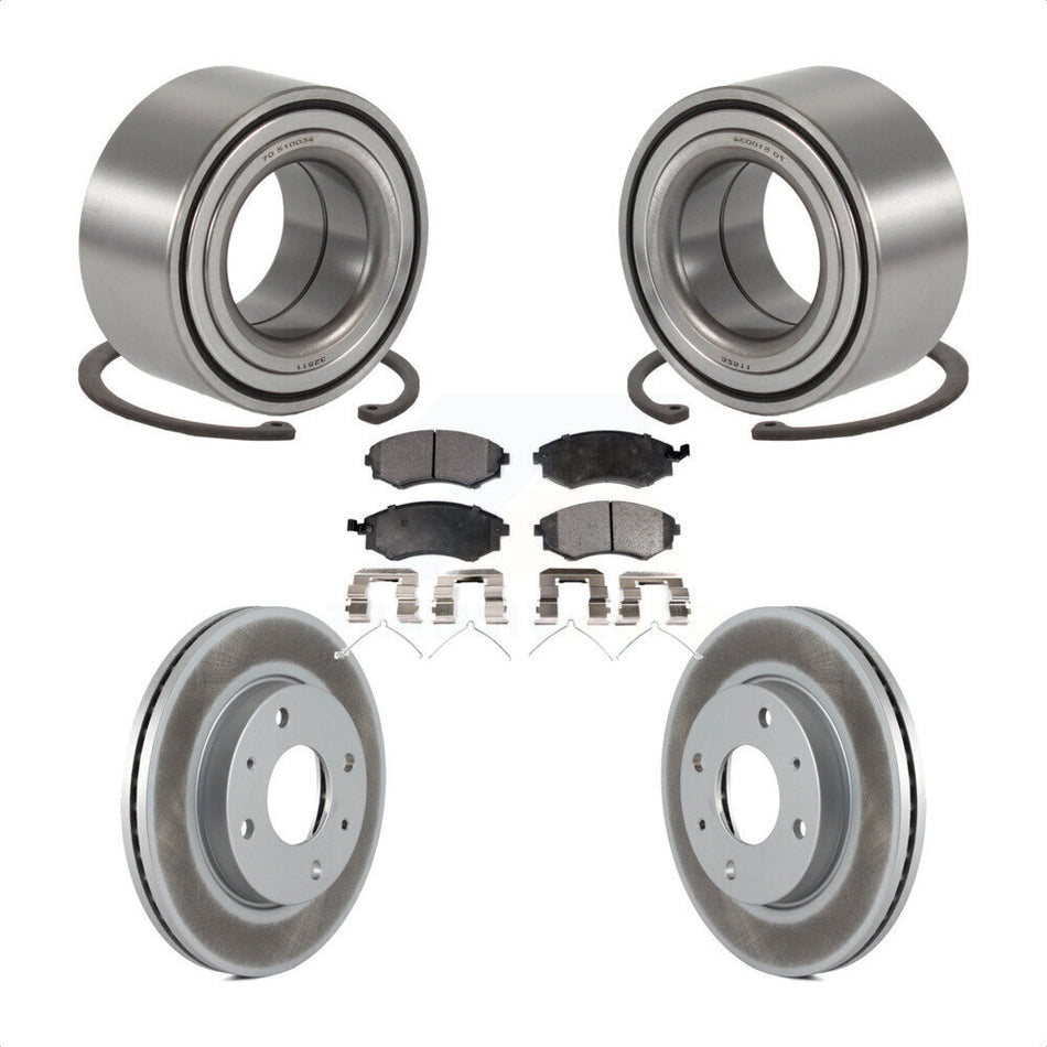 Front Wheel Bearing With Coated Disc Brake Rotors And Semi-Metallic Pads Kit For Hyundai Sonata KBB-101305