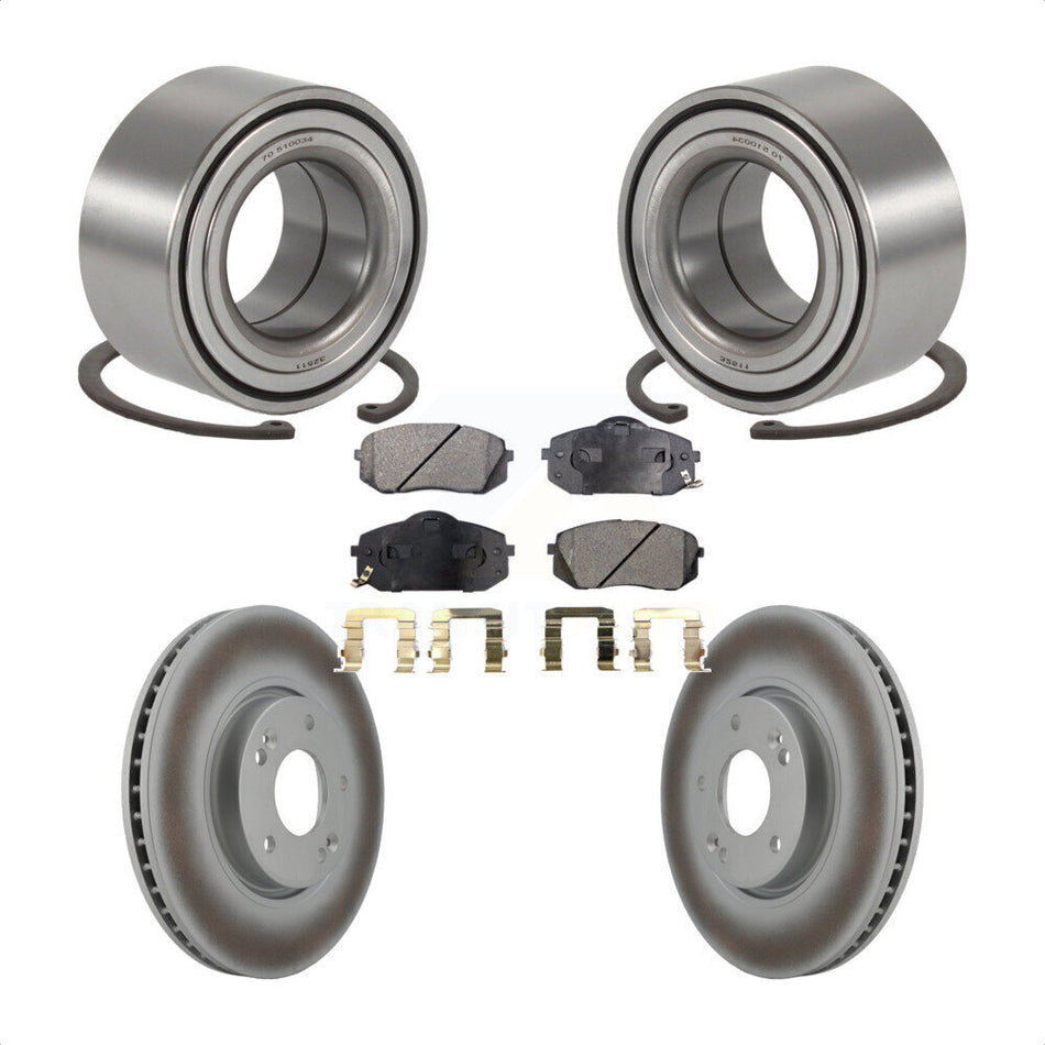 Front Wheel Bearing With Coated Disc Brake Rotors And Semi-Metallic Pads Kit For Hyundai Tucson Kia Sportage KBB-101309