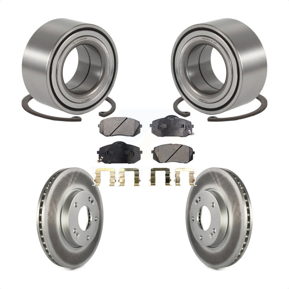 Front Wheel Bearing With Coated Disc Brake Rotors And Semi-Metallic Pads Kit For 2007-2009 Kia Rondo KBB-101312