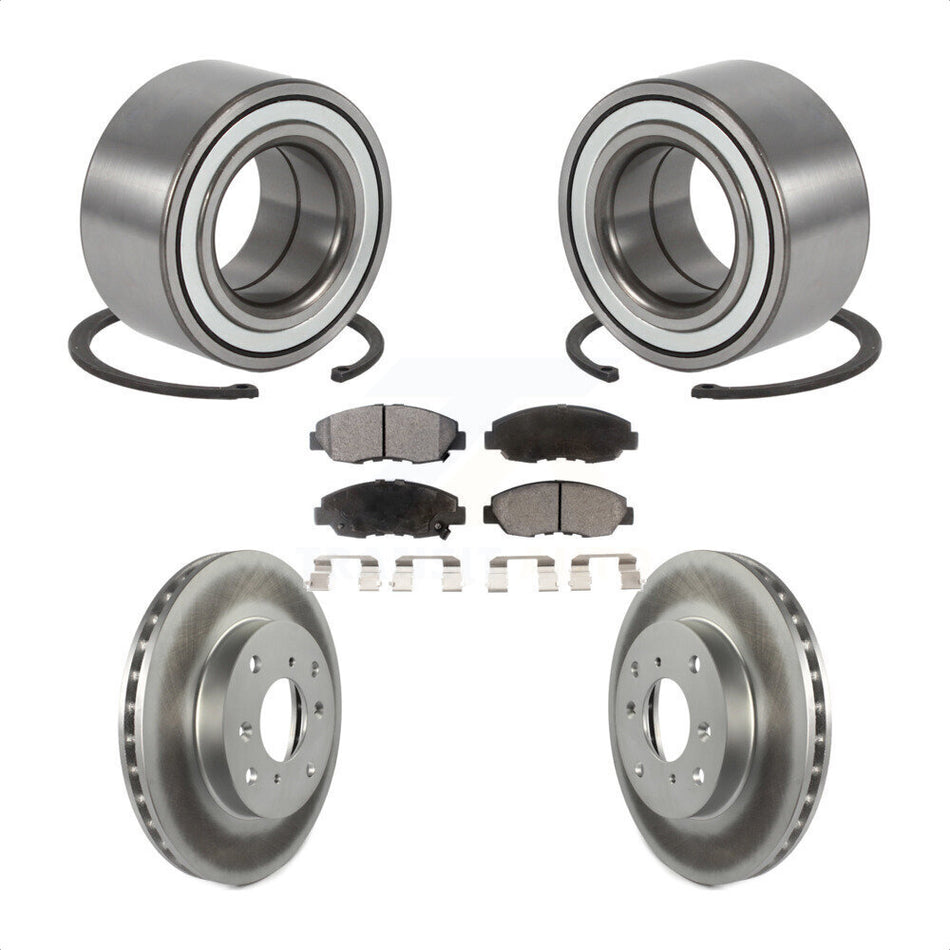 Front Wheel Bearing With Coated Disc Brake Rotors And Semi-Metallic Pads Kit For 1998-2002 Honda Accord Coupe with 2.3L KBB-101316