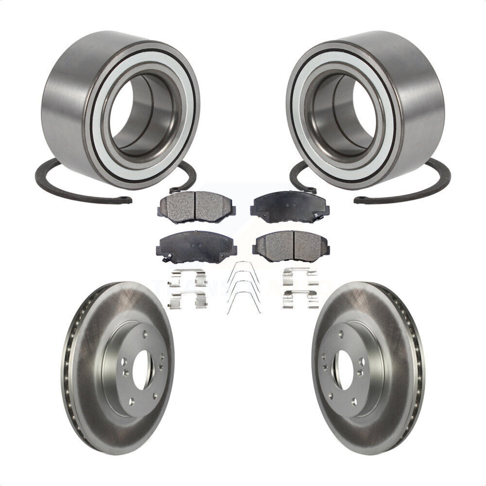 Front Wheel Bearing With Coated Disc Brake Rotors And Semi-Metallic Pads Kit For Honda Element KBB-101319