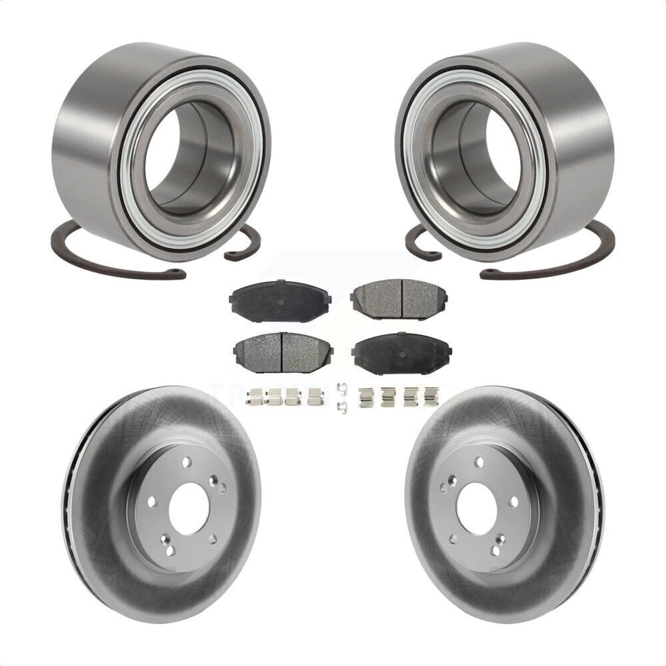 Front Wheel Bearing With Coated Disc Brake Rotors And Semi-Metallic Pads Kit For 1999-2004 Honda Odyssey KBB-101339