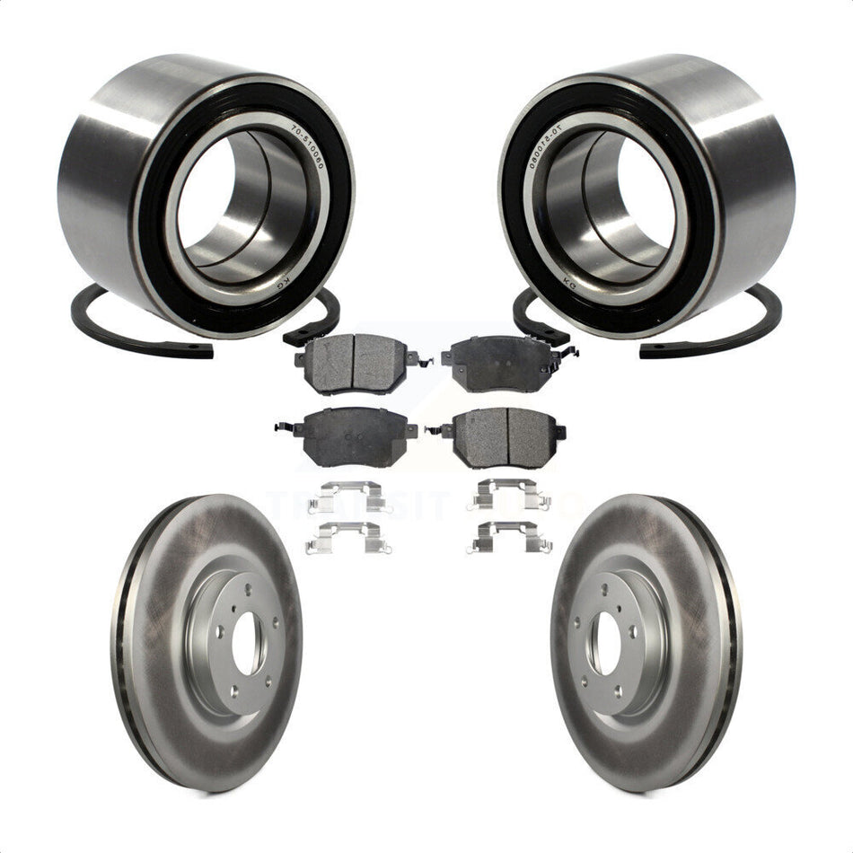 Front Wheel Bearing With Coated Disc Brake Rotors And Semi-Metallic Pads Kit For Nissan Altima Maxima KBB-101342