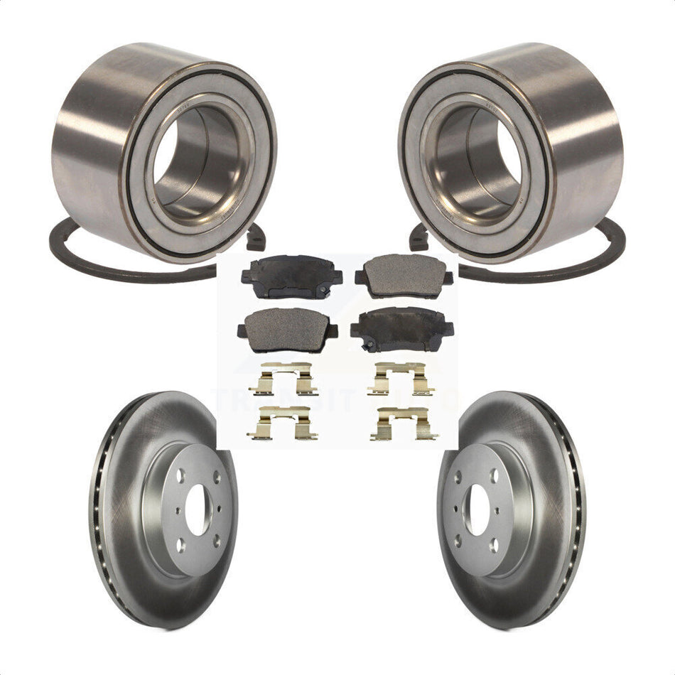Front Wheel Bearing With Coated Disc Brake Rotors And Semi-Metallic Pads Kit For 2001-2005 Toyota Echo KBB-101347