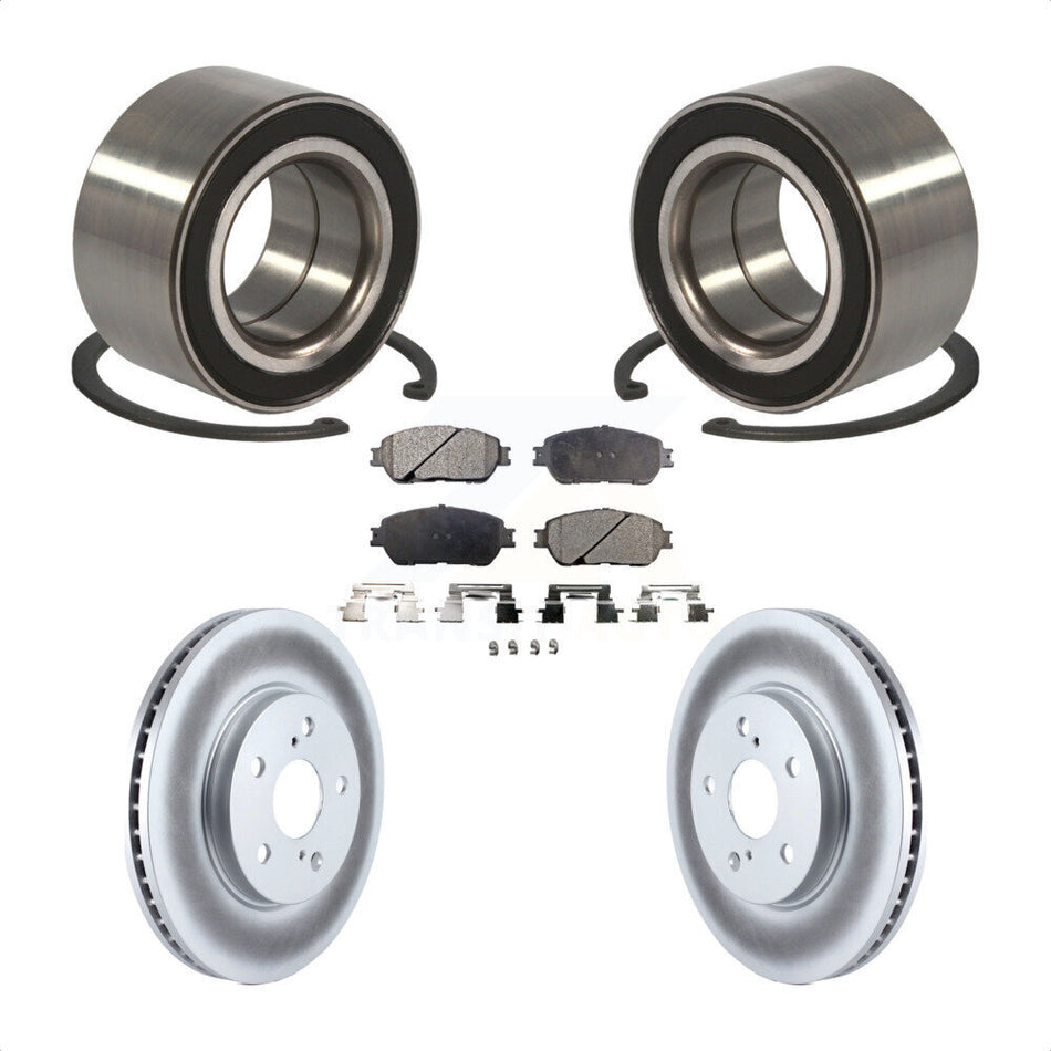 Front Wheel Bearing With Coated Disc Brake Rotors And Semi-Metallic Pads Kit For Toyota Sienna Camry Avalon Solara KBB-101356