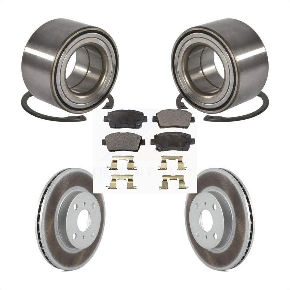 Front Wheel Bearing With Coated Disc Brake Rotors And Semi-Metallic Pads Kit For 2001-2003 Toyota Prius KBB-101366