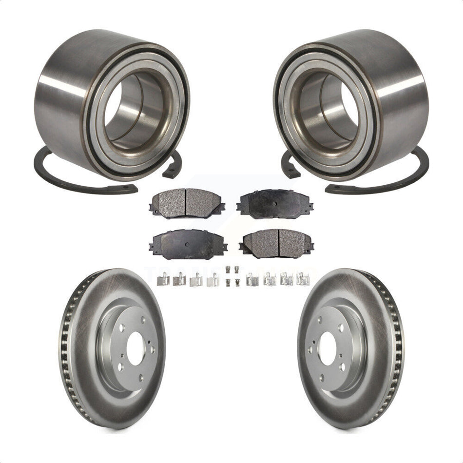 Front Wheel Bearing With Coated Disc Brake Rotors And Semi-Metallic Pads Kit For 2017-2018 Toyota Corolla iM KBB-101368