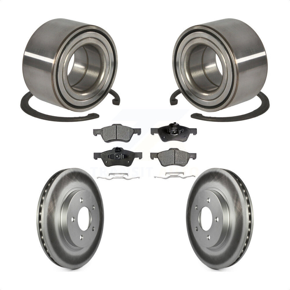 Front Wheel Bearing With Coated Disc Brake Rotors And Semi-Metallic Pads Kit For Ford Escape Mercury Mariner Mazda Tribute KBB-101371