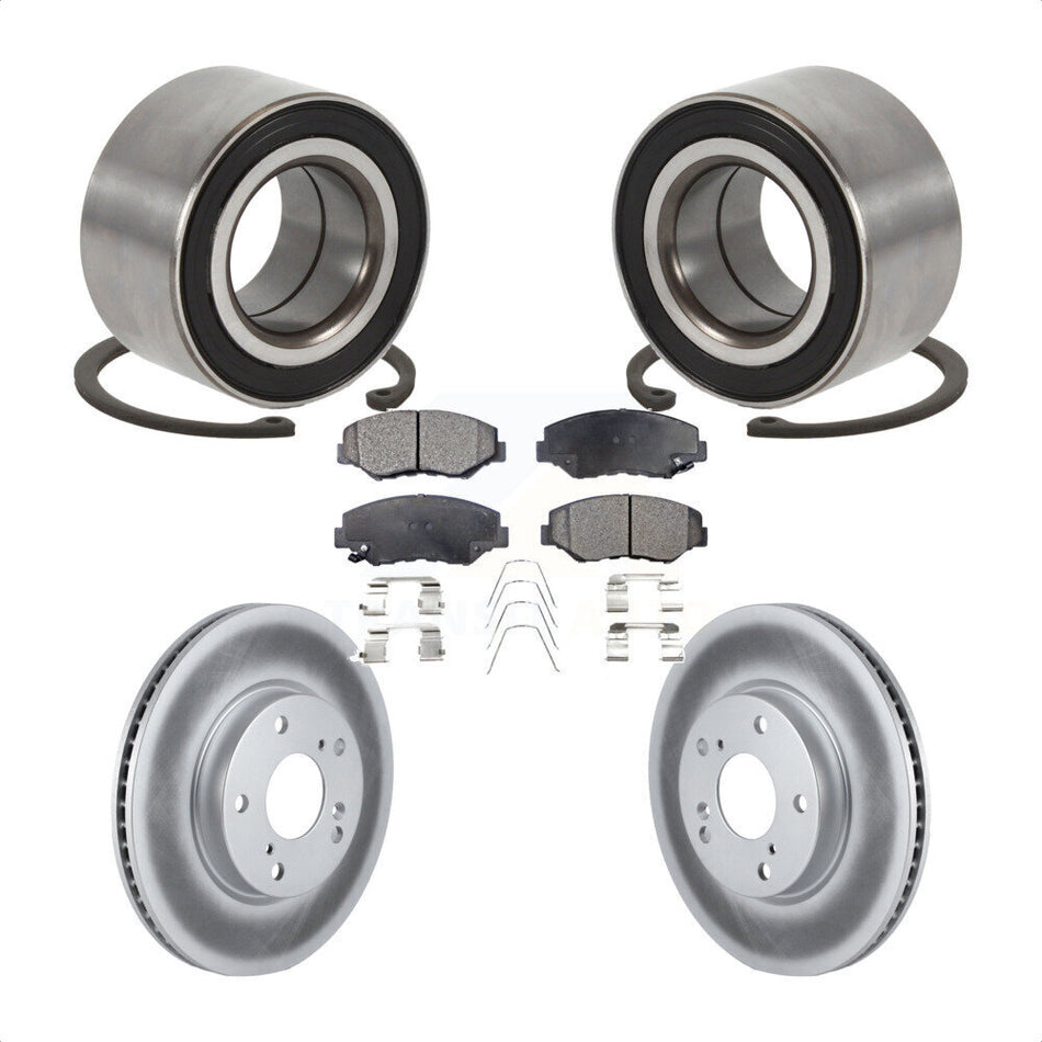 Front Wheel Bearing With Coated Disc Brake Rotors And Semi-Metallic Pads Kit For Honda Civic KBB-101379