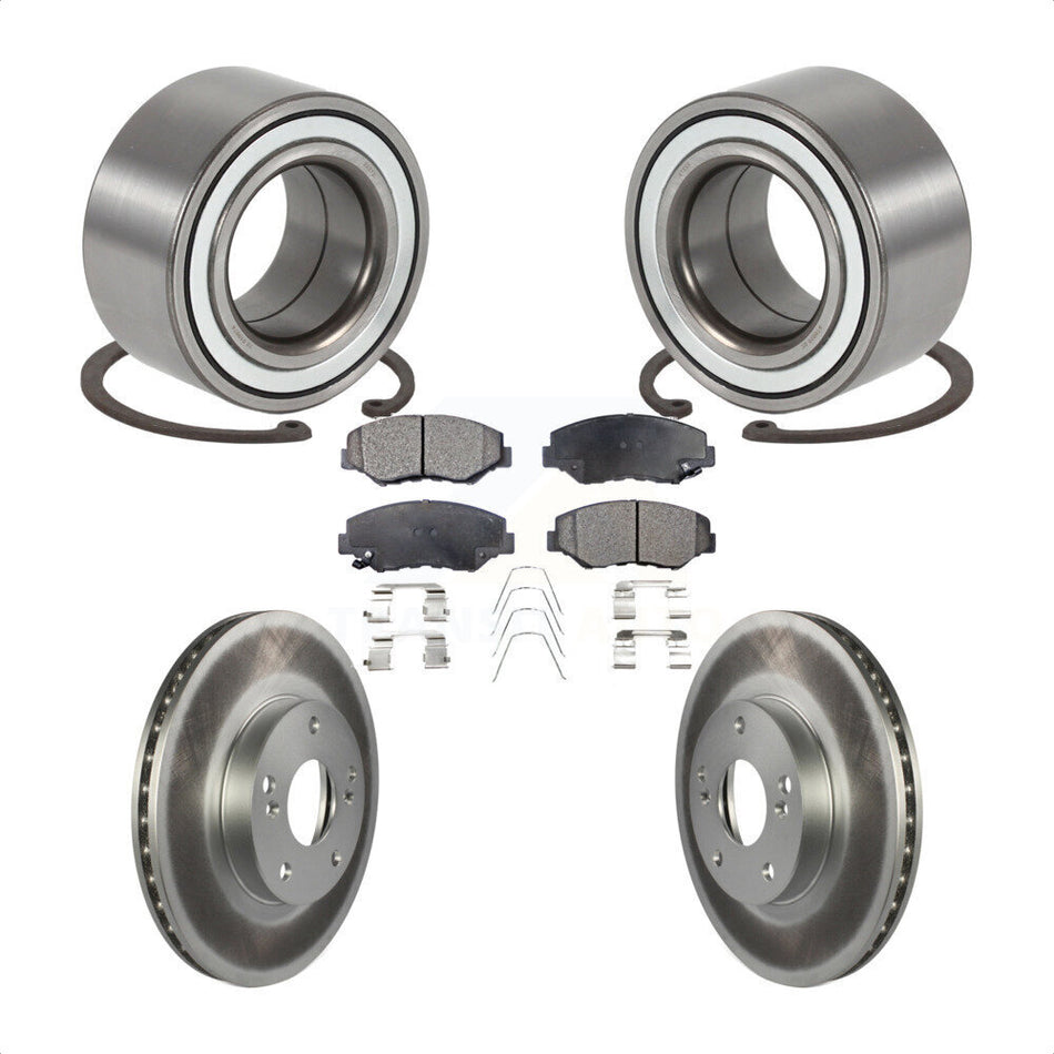 Front Wheel Bearing With Coated Disc Brake Rotors And Semi-Metallic Pads Kit For Honda Element KBB-101381