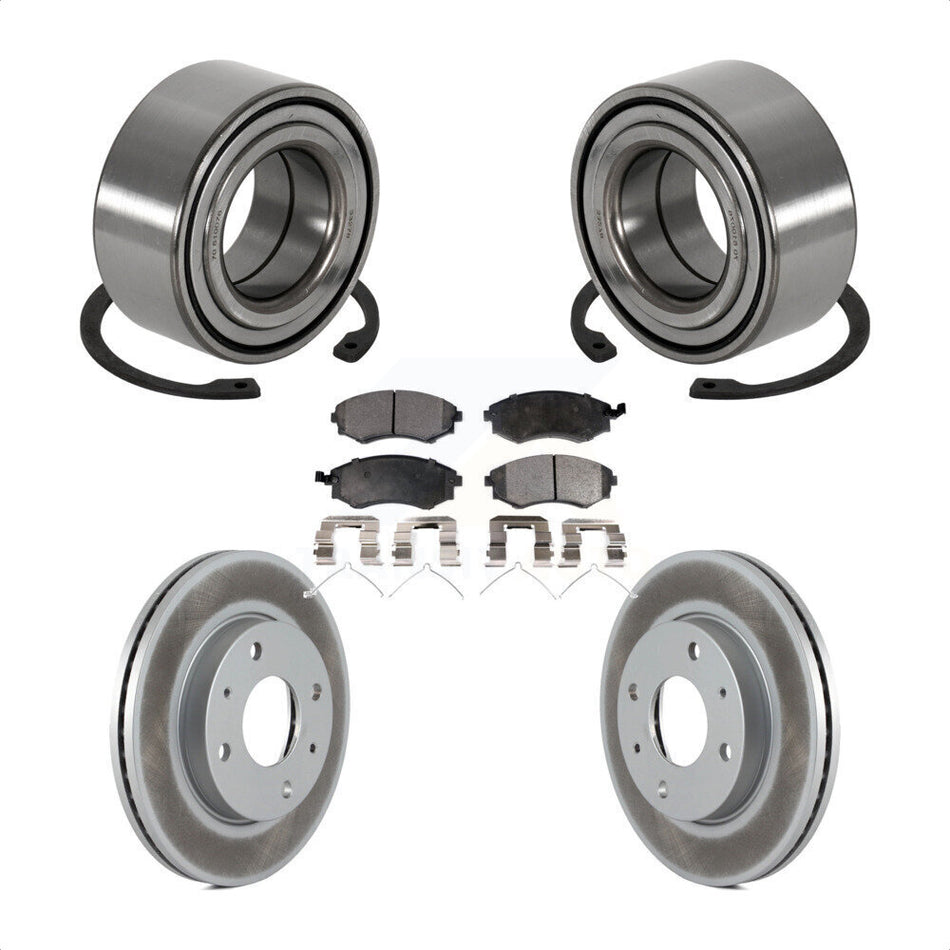 Front Wheel Bearing With Coated Disc Brake Rotors And Semi-Metallic Pads Kit For Hyundai Sonata Kia Optima Magentis KBB-101385