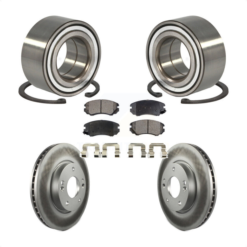 Front Wheel Bearing With Coated Disc Brake Rotors And Semi-Metallic Pads Kit For Hyundai Tiburon KBB-101386