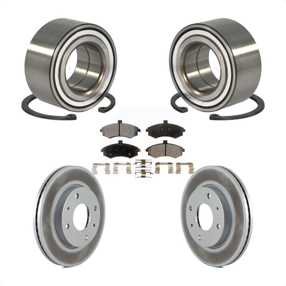 Front Wheel Bearing With Coated Disc Brake Rotors And Semi-Metallic Pads Kit For Hyundai Elantra KBB-101388