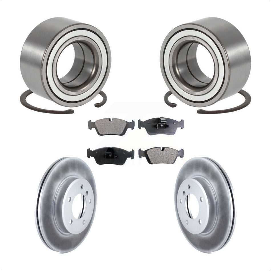 Front Wheel Bearing With Coated Disc Brake Rotors And Semi-Metallic Pads Kit For 2001-2005 BMW 325i 325xi KBB-101391