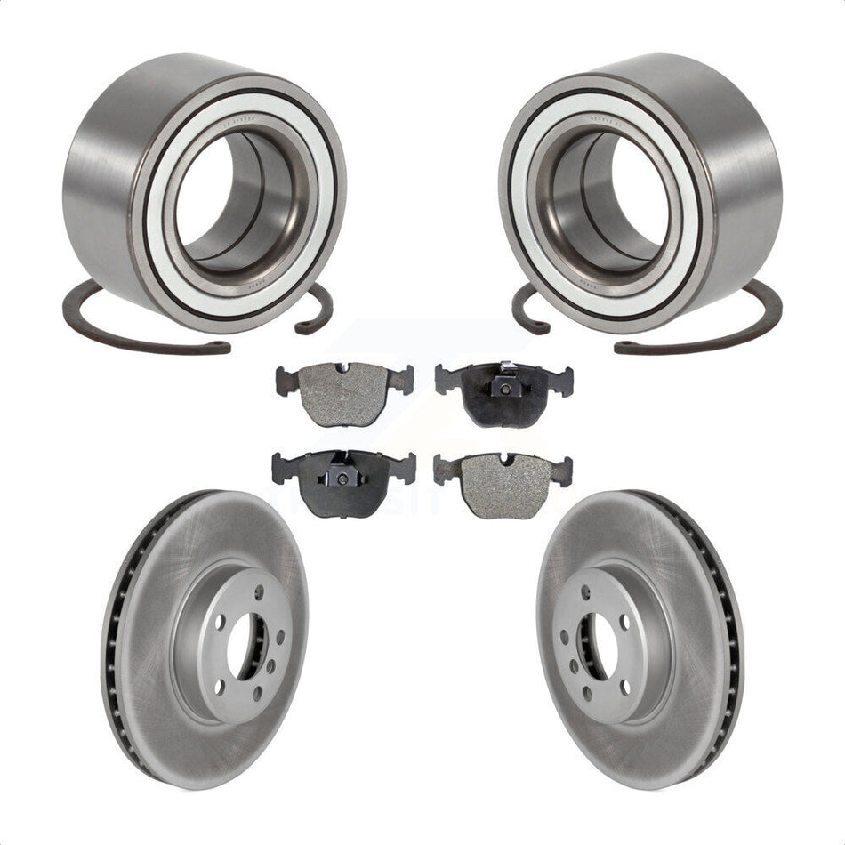 Front Wheel Bearing With Coated Disc Brake Rotors And Semi-Metallic Pads Kit For 2000 BMW X5 KBB-101392