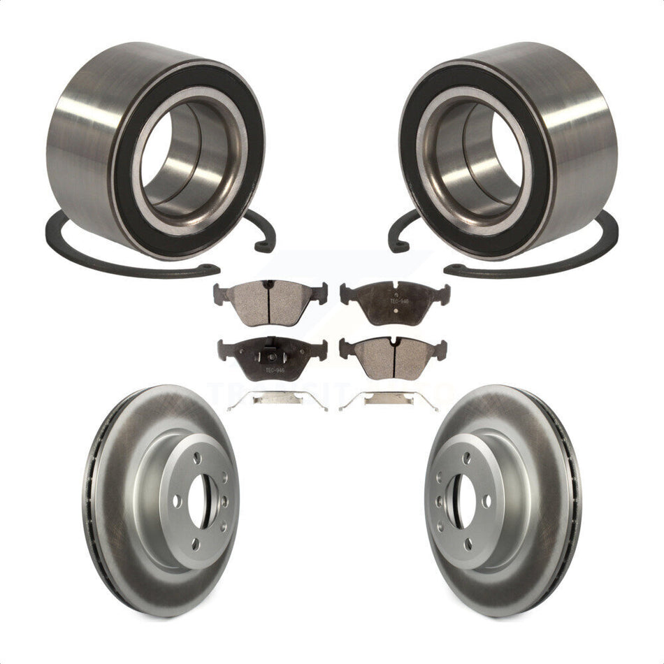Front Wheel Bearing With Coated Disc Brake Rotors And Semi-Metallic Pads Kit For 2004-2010 BMW X3 KBB-101396