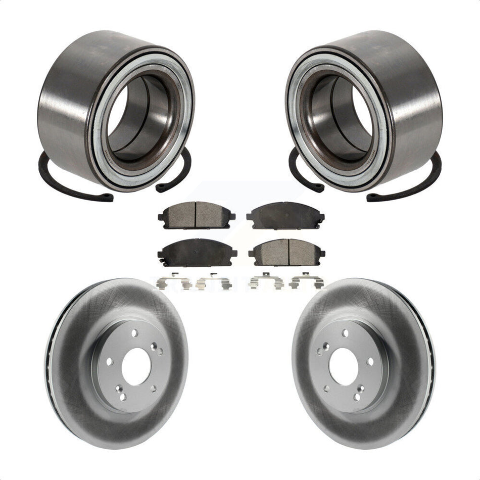 Front Wheel Bearing With Coated Disc Brake Rotors And Semi-Metallic Pads Kit For 2003-2006 Acura MDX KBB-101414