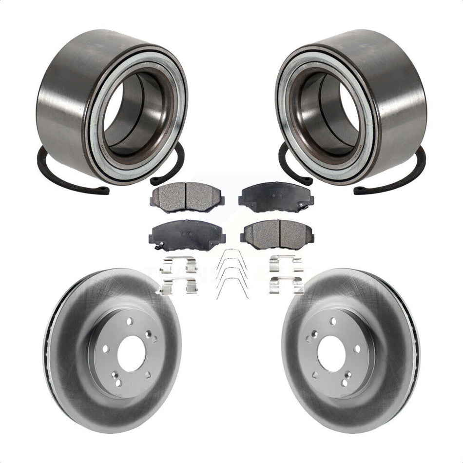 Front Wheel Bearing With Coated Disc Brake Rotors And Semi-Metallic Pads Kit For 2005-2008 Honda Pilot KBB-101415