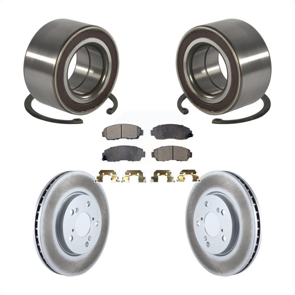 Front Wheel Bearing With Coated Disc Brake Rotors And Semi-Metallic Pads Kit For 2005-2010 Honda Odyssey KBB-101416