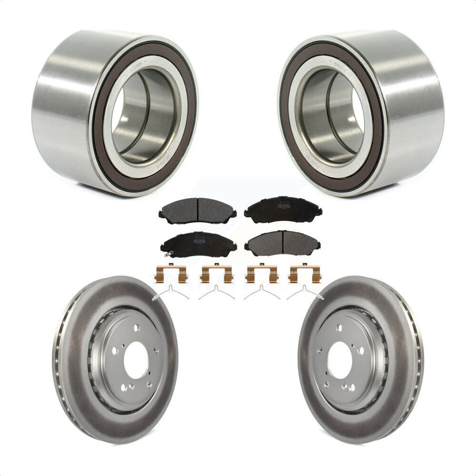 Front Wheel Bearing With Coated Disc Brake Rotors And Semi-Metallic Pads Kit For 2017-2019 Honda Ridgeline KBB-101418