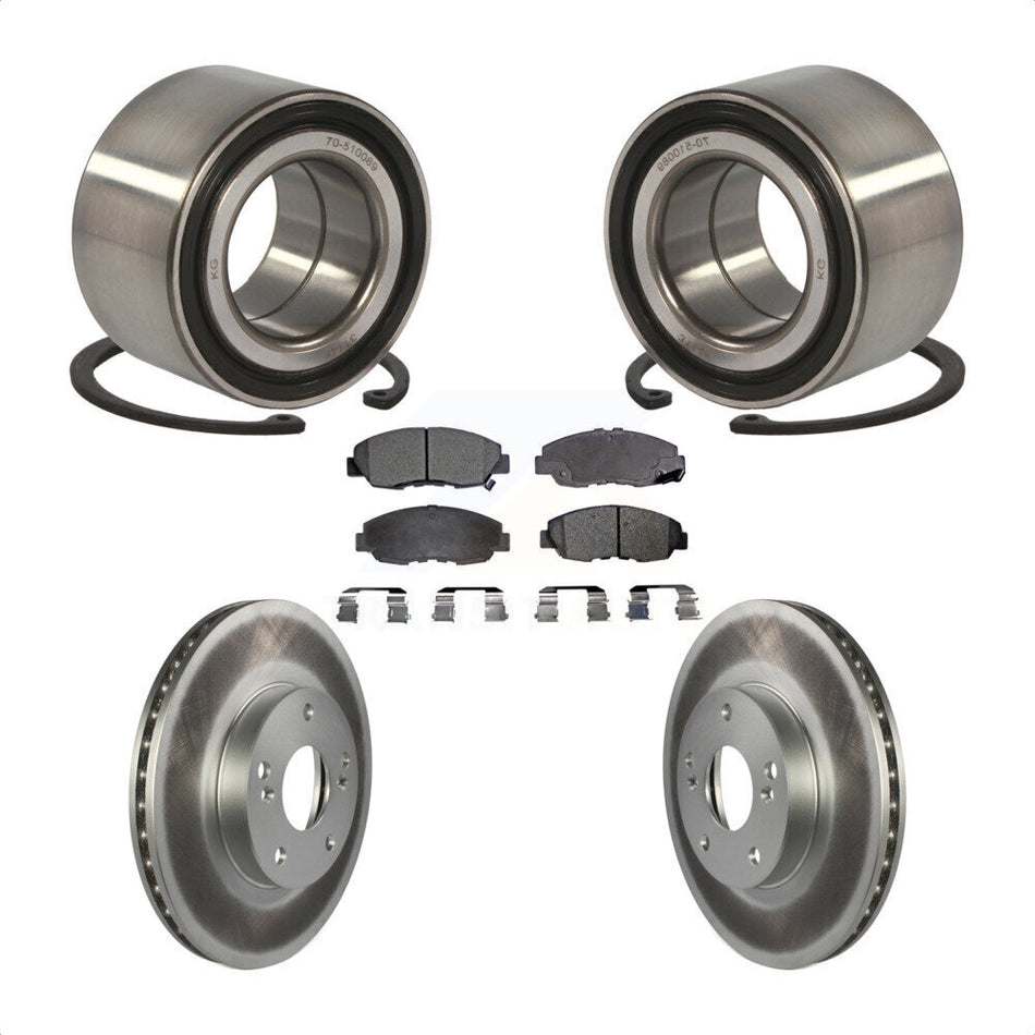 Front Wheel Bearing With Coated Disc Brake Rotors And Semi-Metallic Pads Kit For 2011 Honda Civic GX KBB-101420
