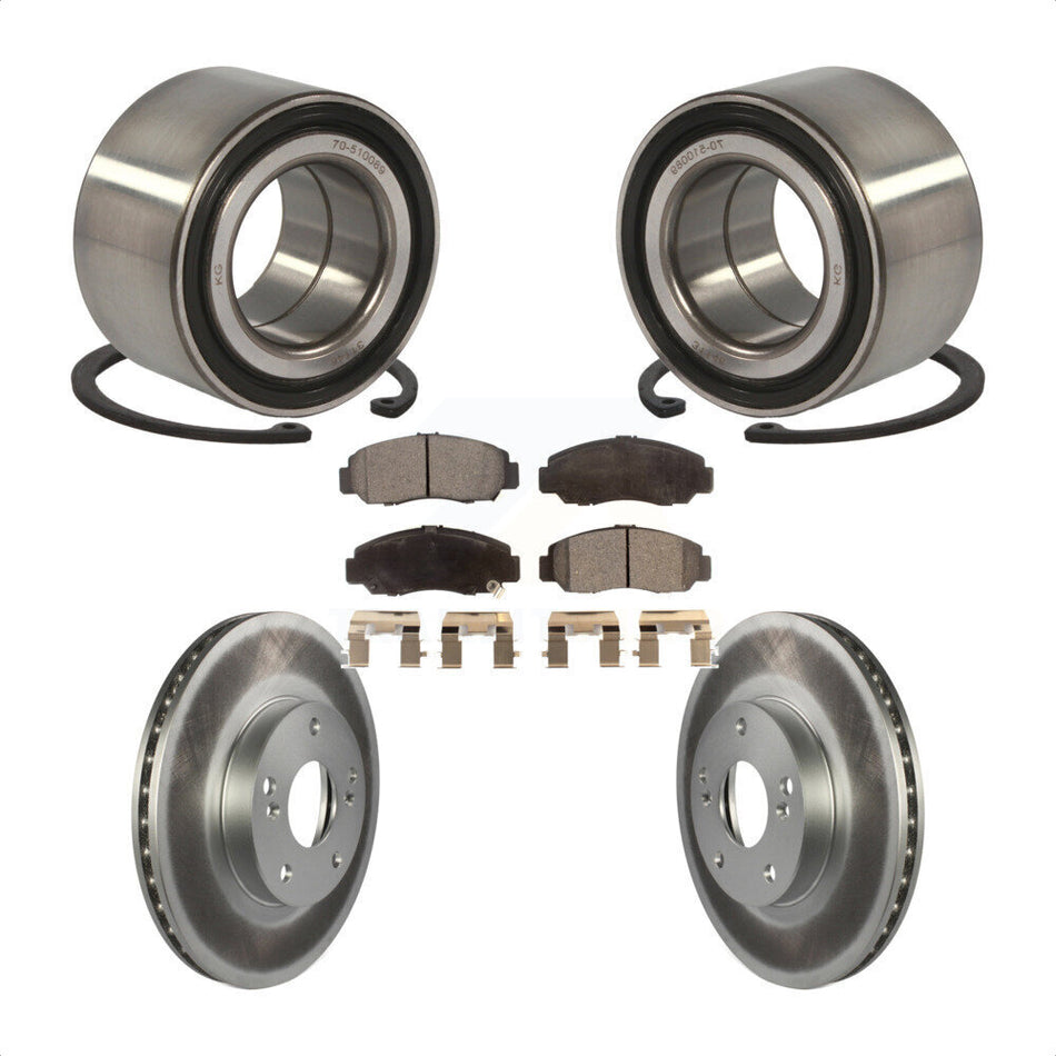 Front Wheel Bearing With Coated Disc Brake Rotors And Semi-Metallic Pads Kit For 2006-2010 Honda Civic GX KBB-101422