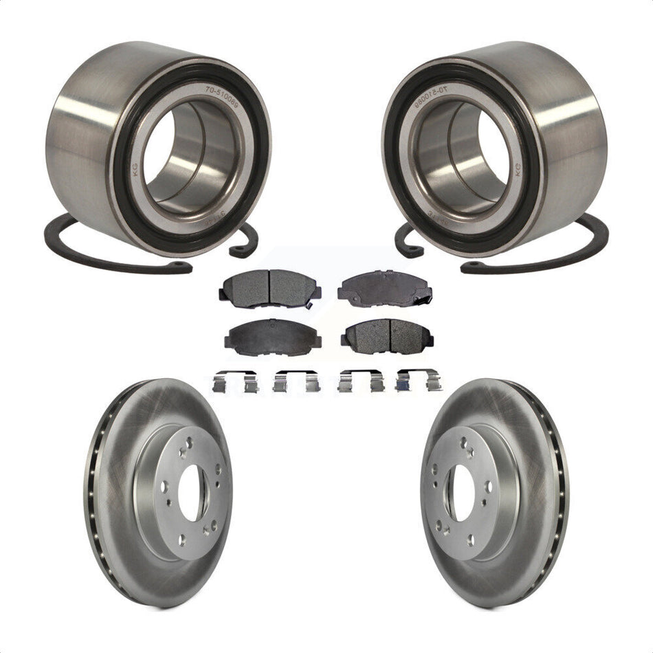 Front Wheel Bearing With Coated Disc Brake Rotors And Semi-Metallic Pads Kit For Honda Civic KBB-101424