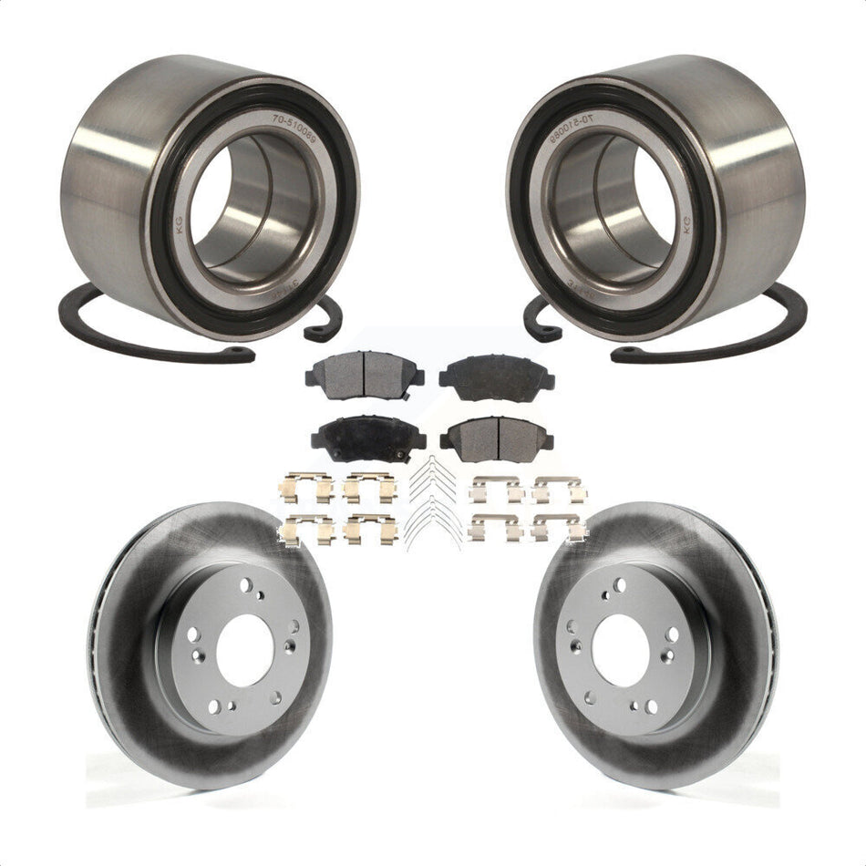 Front Wheel Bearing With Coated Disc Brake Rotors And Semi-Metallic Pads Kit For Honda Civic Acura ILX KBB-101429