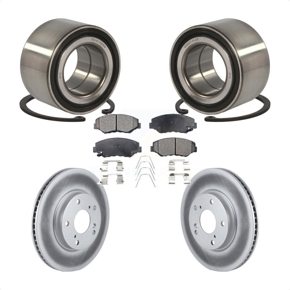 Front Wheel Bearing With Coated Disc Brake Rotors And Semi-Metallic Pads Kit For Honda Civic KBB-101432
